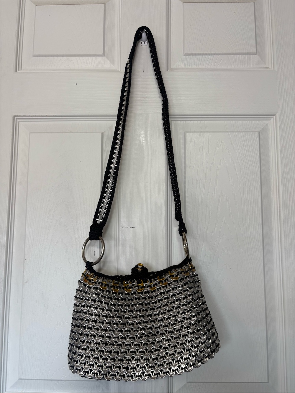 Black and Silver Chainmail Shoulder Bag